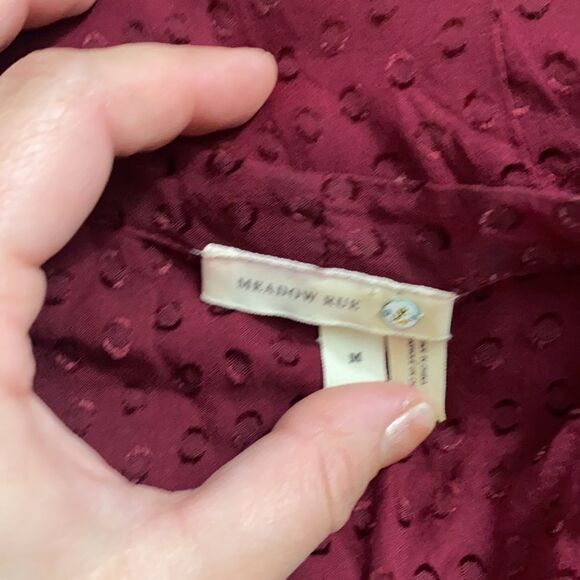 Meadow Rue Maroon Tie Neck Longer Length Blouse - Picture 4 of 4